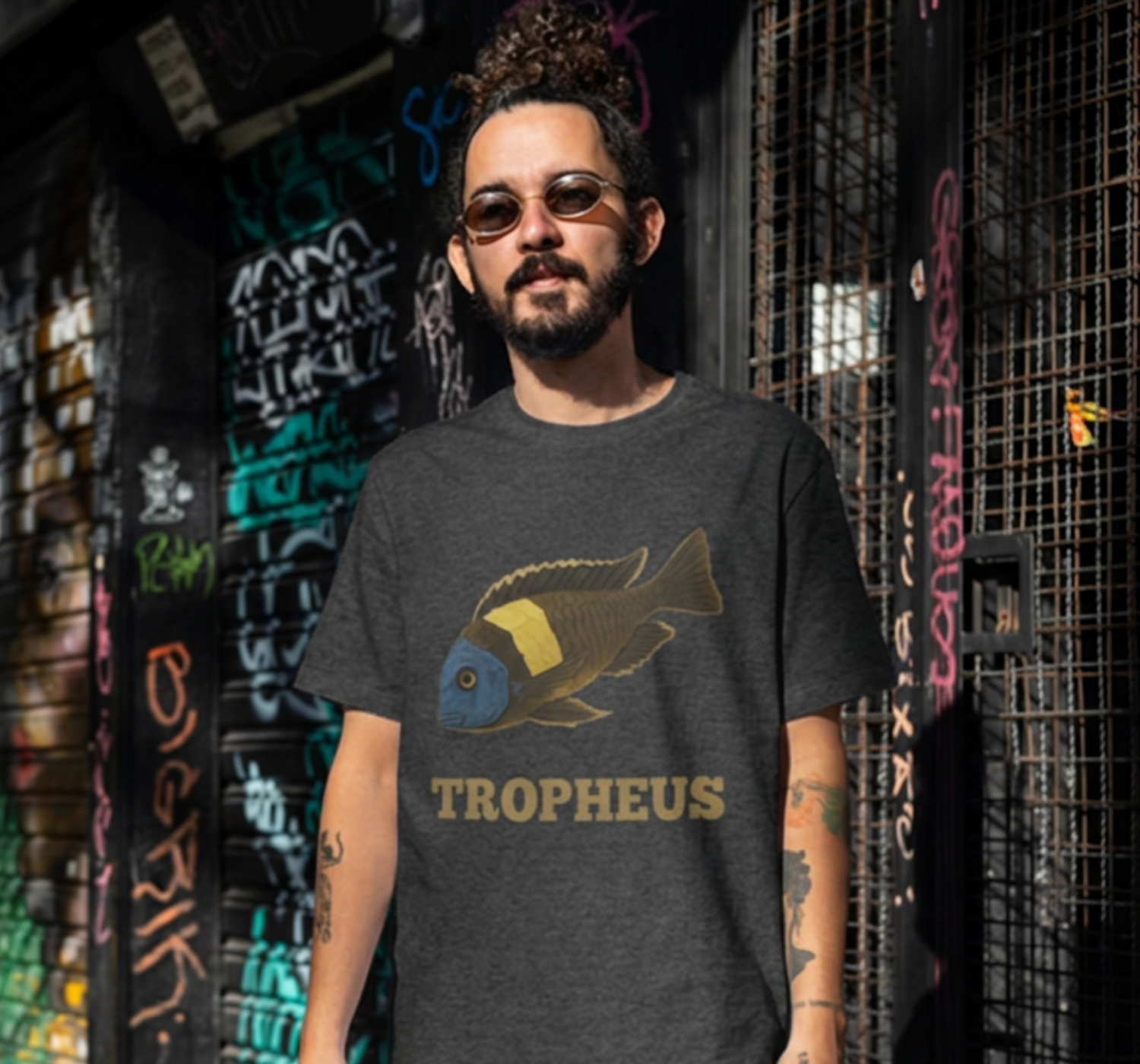 Tropheus Cichlid Fish T‑Shirt — Retro Aquarium Fish Tee