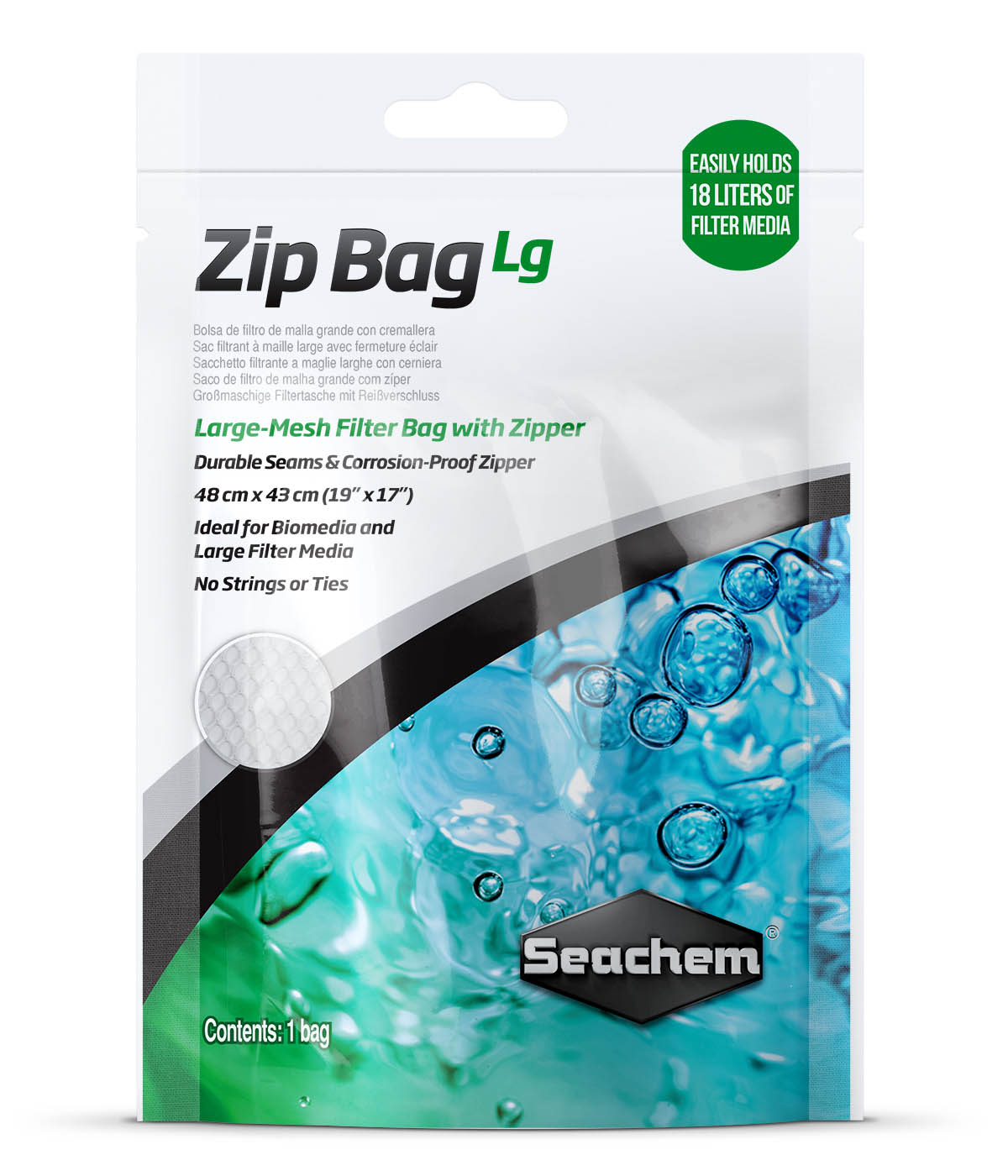 Seachem Zip Media Bag Lg 19x17